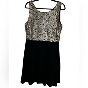 Charming Charlie Black and Gold Midi Dress